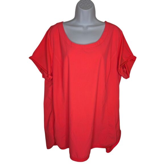 Calvin Klein Tops - Calvin Klein Performance Quick Dry Top Womens 3X Coral Short Sleeve Cutout Back
